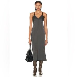 Toteme Gray Front-Split Crepe Cami Dress